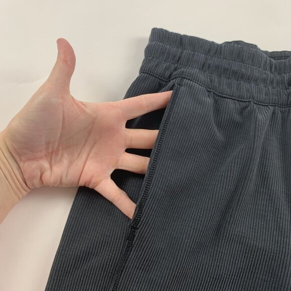 Lululemon Charcoal Ribbed Softstream Wide Leg Cropped Pant 4 - Picture 4 of 9